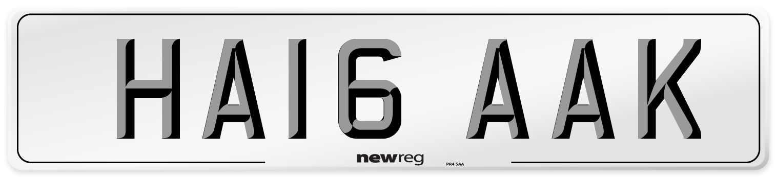 HA16 AAK Number Plate from New Reg